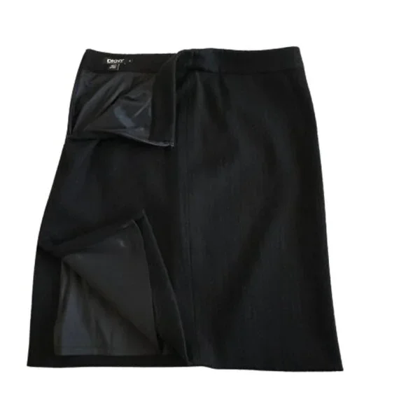 DKNY Women's Small Black Midi Straight/Pencil Wool Blend Fully Lined Skirt - Picture 6 of 16